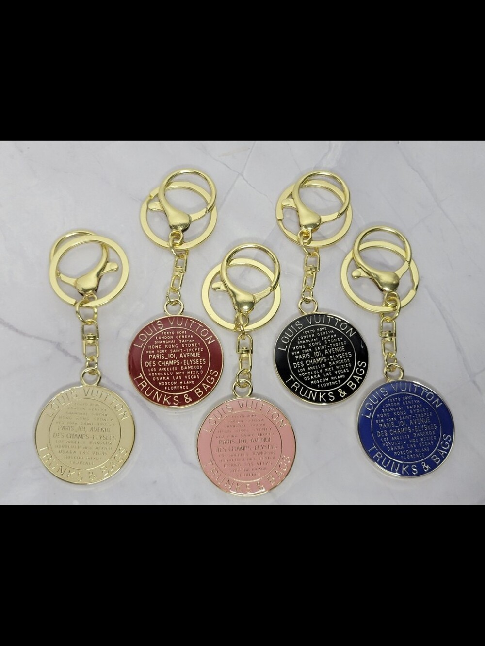 Trunks & Bags 2 Sided Large 35mm Enamel Disc On Keychain (Choice Of 1)